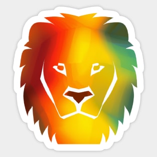 Cute Color Gradient Lion Shape Head Drawing Sticker